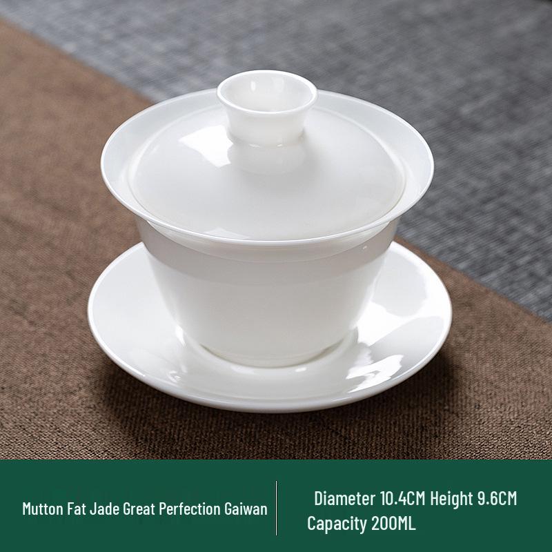 Dehua White Porcelain Gaiwan: Thin Body Sancai Tea Bowl for Kung Fu Tea, Large Ceramic Cup for Home Brewing