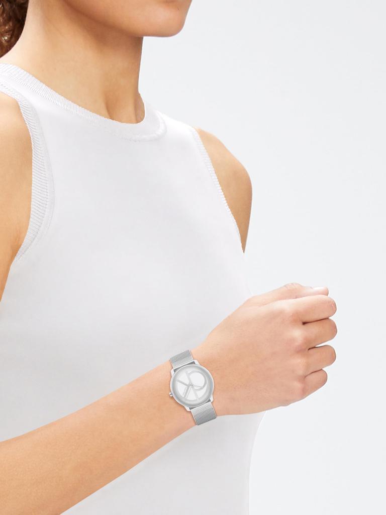 Calvin Klein Ikonisch 25200032, Mesh-Armband, Silber, 35 mm Quarz