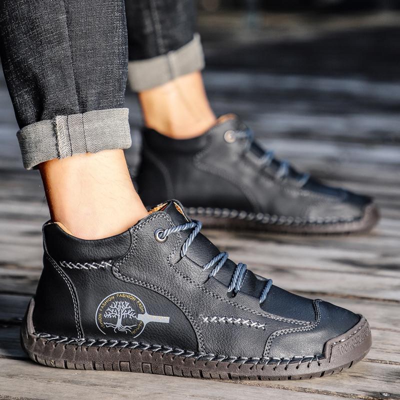 Herrenschuhe und Stiefeletten Herbst Handgefertigte Stiefel High-Top Flach Outdoor Arbeiter Freizeitschuhe Große Größe Board Schuhe