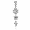 Long Dangled Zircon Belly Button Ring Pink Body Jewelry Stainless Steel Navel Piercing  Women