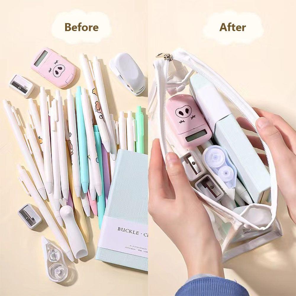Waterproof Pencil Case PVC Stationery Storing Bag Simple Stationery Bag  Gift