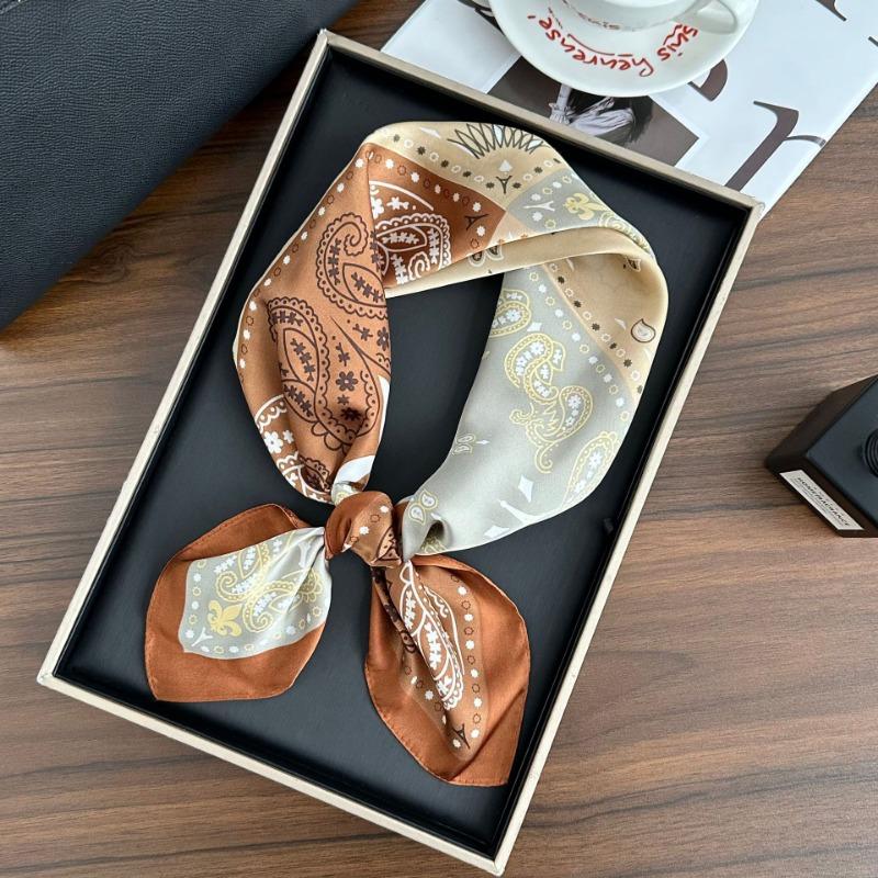 Polka Dot Silk Scarf Square Scarf High-end New Versatile Decorative Scarf Scarf Scarf Neck Cashew Flower Scarf Shawl Can Be Used As a Tube Top