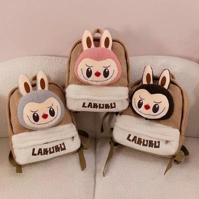 Plush Labu Lambswool Cartoon Plush Bag Large Capacity Backpack Cute Student Backpack CLE