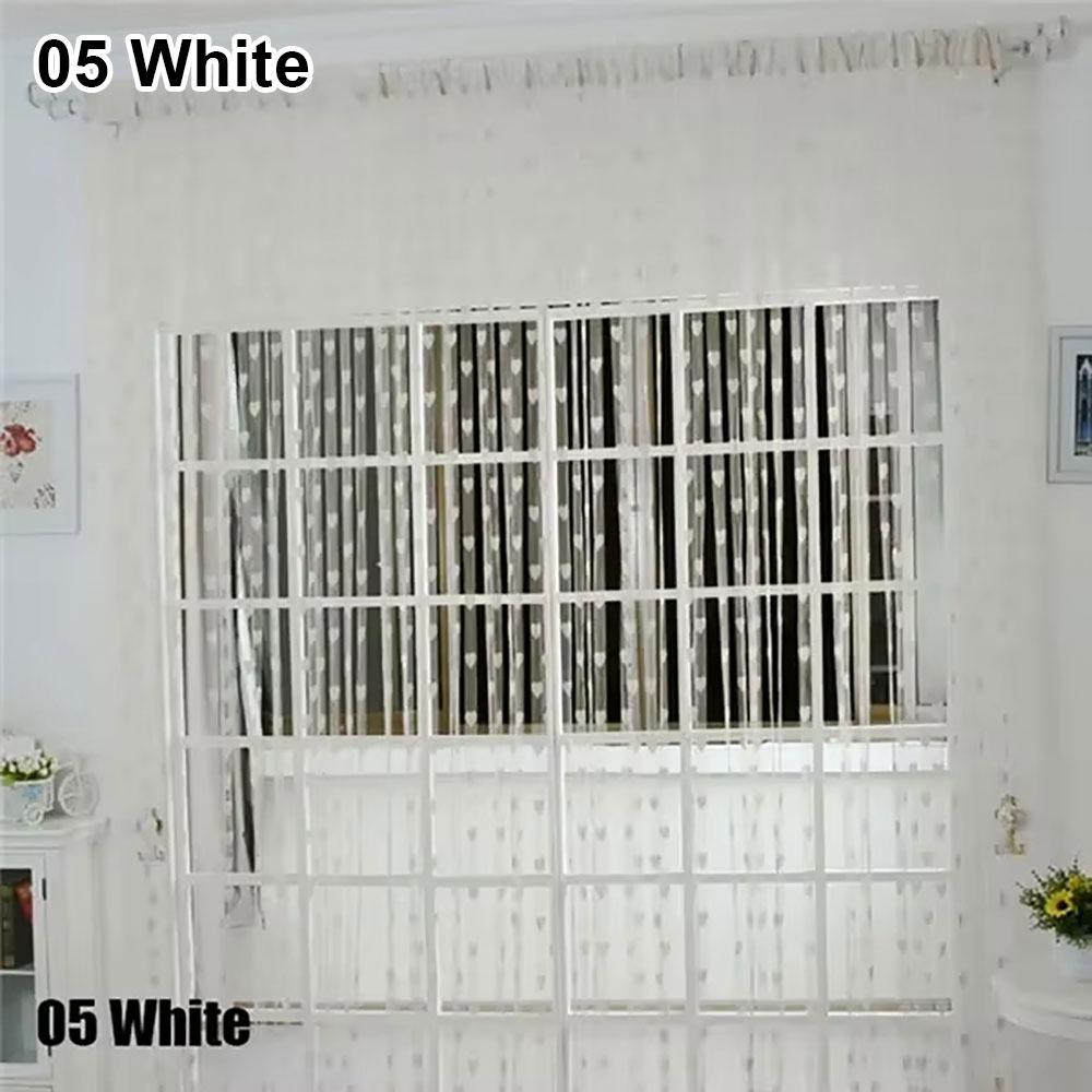 

1Pcs 100x200CM Voile Curtain Romantic Love Pattern Colorful Line String Curtain Line Heart Decor Window Door Sheer Curtain