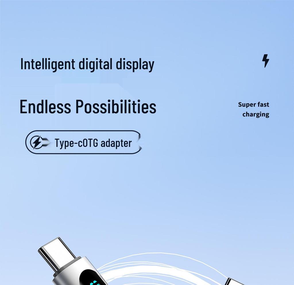 Adaptér Type-C PD100W Rychlá nabíječka s OTG a digitálním displejem