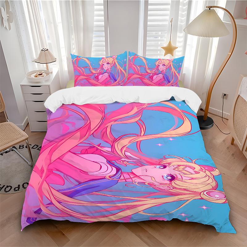 3Pcs Magical Girl Adventure Bedding Set Soft Fabric Duvet Cover Pillowcases Home Xmas Halloween Gift 1 Duvet Cover 2 Pillowcase S1481