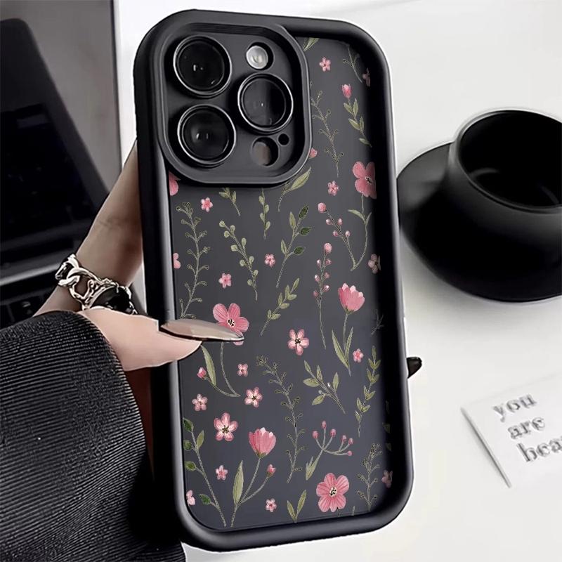 Phone Case Flower and Grass Patterns Print For iPhone 17 16 Pro Max 11 13 12 14 15 8 7 Plus XS XR X 16E 17E Shockproof TPU Cover