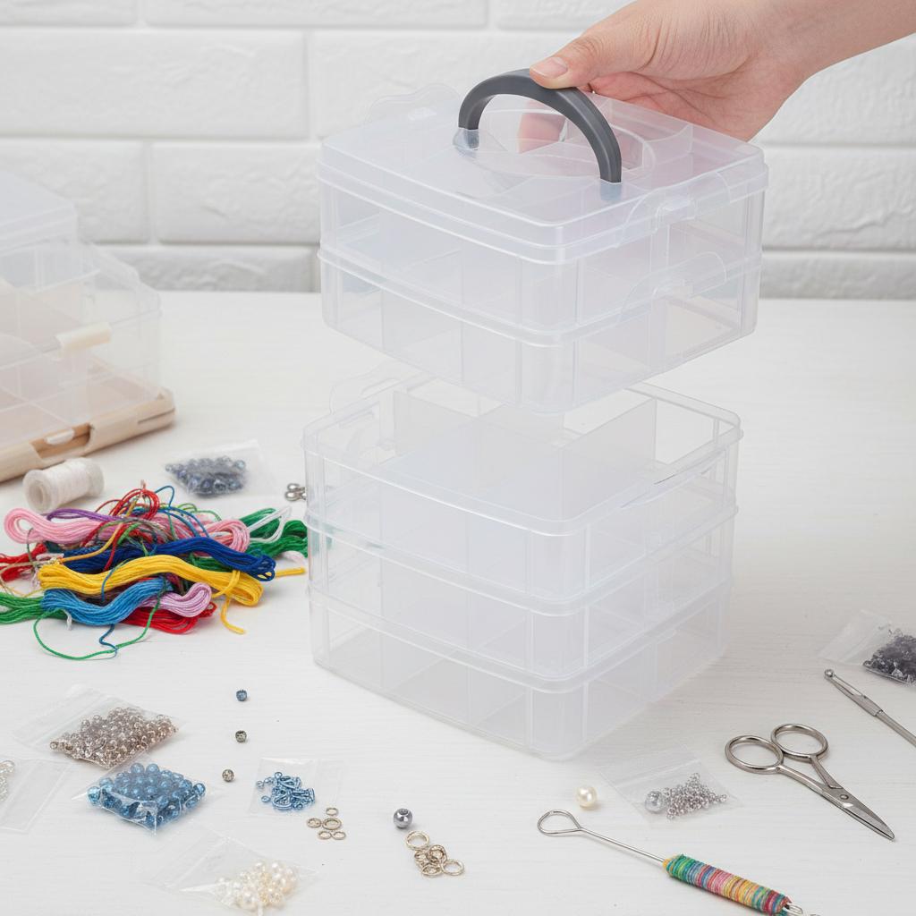 Transparent Adjustable Stackable Compartment Slot Plastic Storage Box For Organizing Toys Jewelry