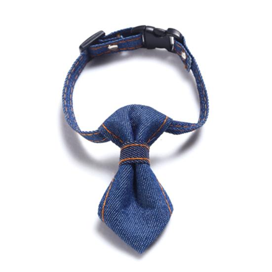 Pet Denim Bow Tie Collar Cat Dog Adjustable Buckle Closure Neck Ring Strap Scarf