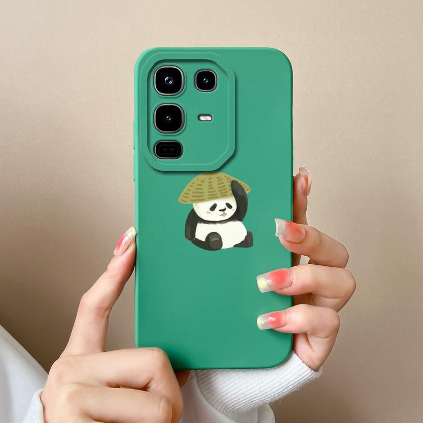 Dla Infinix Note 50 Pro Plus 50S 50X 4G 5G Obudowa Telefonu Śliczny Wzór Pandy w Słomkowym Kapeluszu Płynny Silikon Premium Odporny na Wstrząsy Obudowa Dla Infinix Etui Bumper