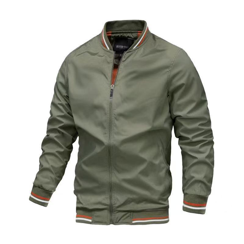 Spring and Autumn Men's Zipper Side Seam Pocket Unhooded Casual Fit Ready-Made Jacket