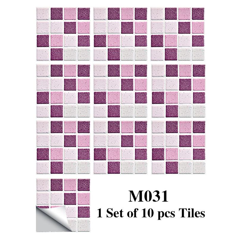 10PCS Mosaic Style Tile Simulation Stickers Self-adhesive Kitchen Waterproof PVC Wall Stickers Living Room Bathroom Decoration