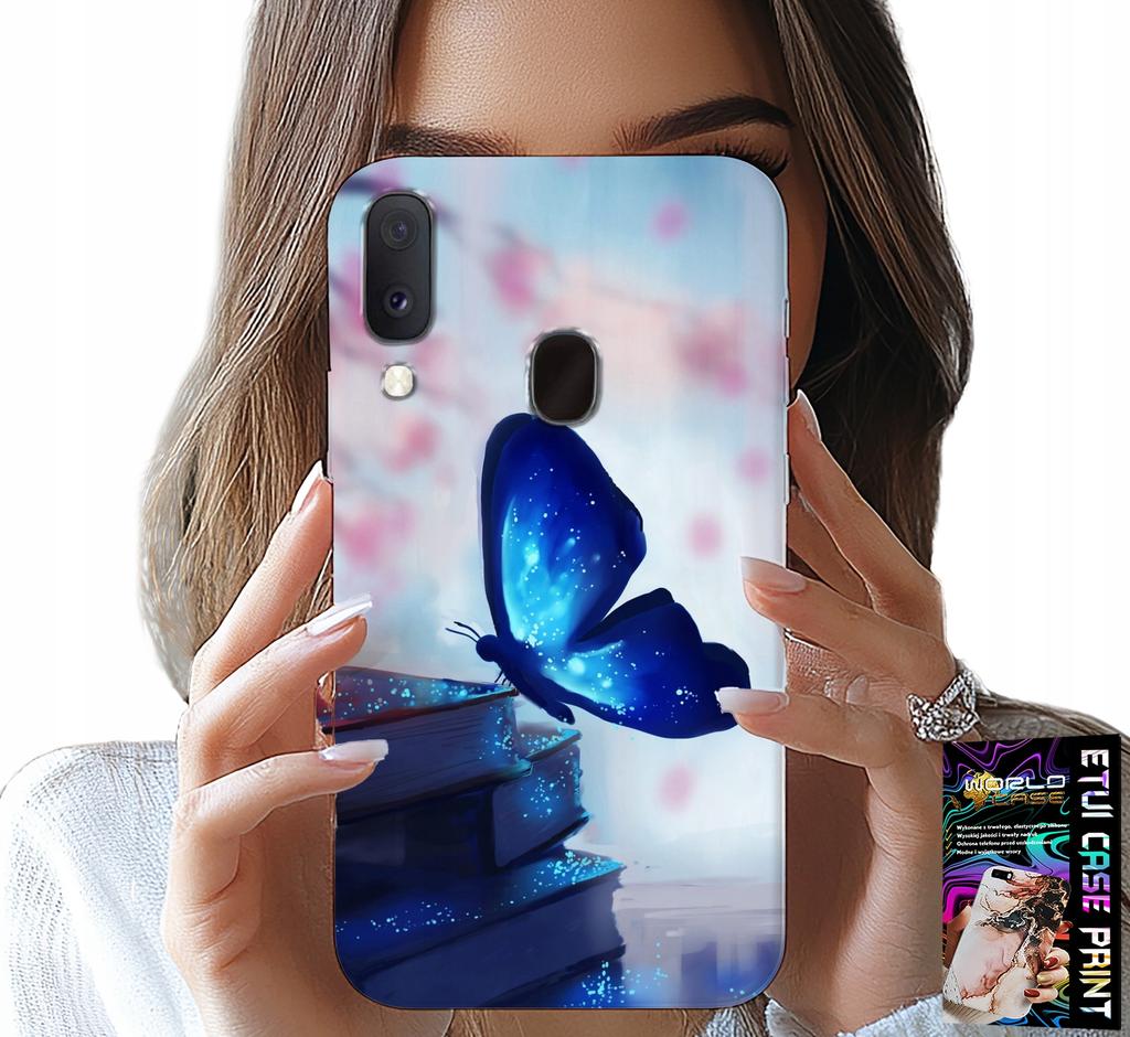 Etui Do Samsung Galaxy A20E - Niebieski Motylek, Motyl, Damskie Wzory
