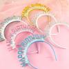 Glitter HAPPY BIRTHDAY Sequin Headband Birthday Decoration Birthday Party Decorations Kids Adult Girl Pink Silver Blue Headbands