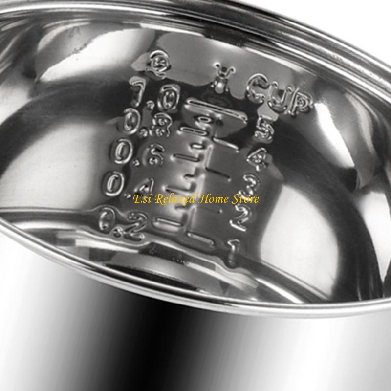 B46E 304 Stainless Steel Rice Cooker Inner Pot Dishwasher Safe Inside Bowl With Even Heating Base Replacement Accessory