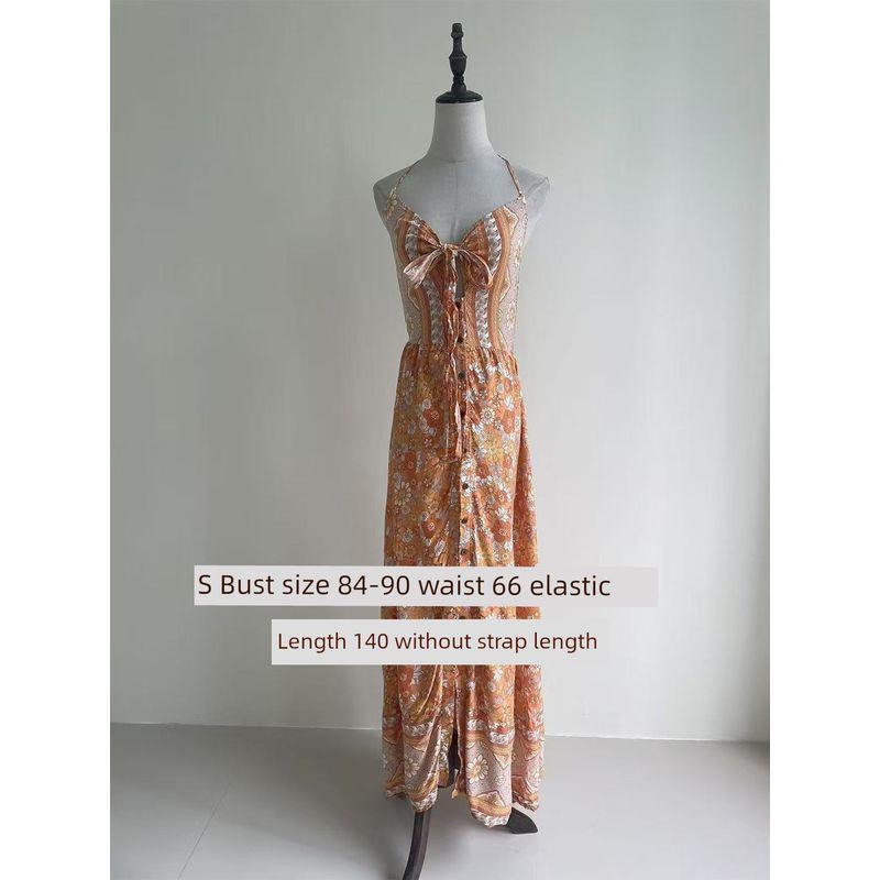 2025 Summer New Niche Australian Single Bourette Vacation Wear Color Floral Skirt Romantic Color Dress