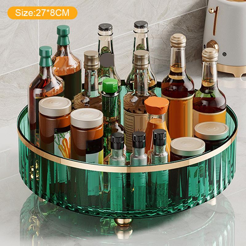 

Rotating Perfume Organizer For Dresser Light Luxury Skincare Cosmetic Organizer Pet Bathroom Storage Tray Green