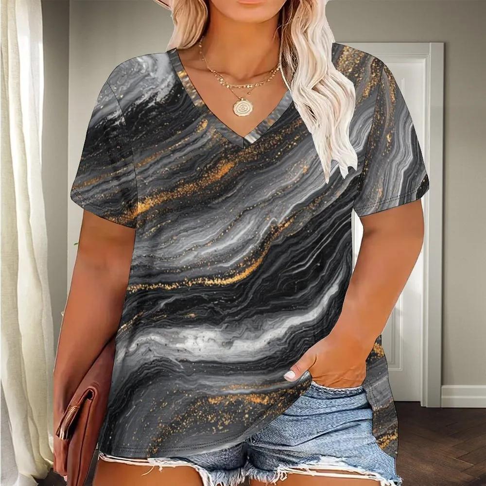 Casual Simple Women's V-neck Top Fashionable Short Sleeve Versatile Loose T-Shirts Women’s