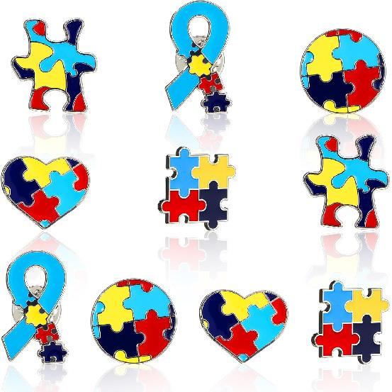 10 Pieces Autism P, Multi Color Autism Awareness Pin Autism Puzzle Piece Brooches pirational Lapel P Autism Awareness Accessories for Clothing Shirts