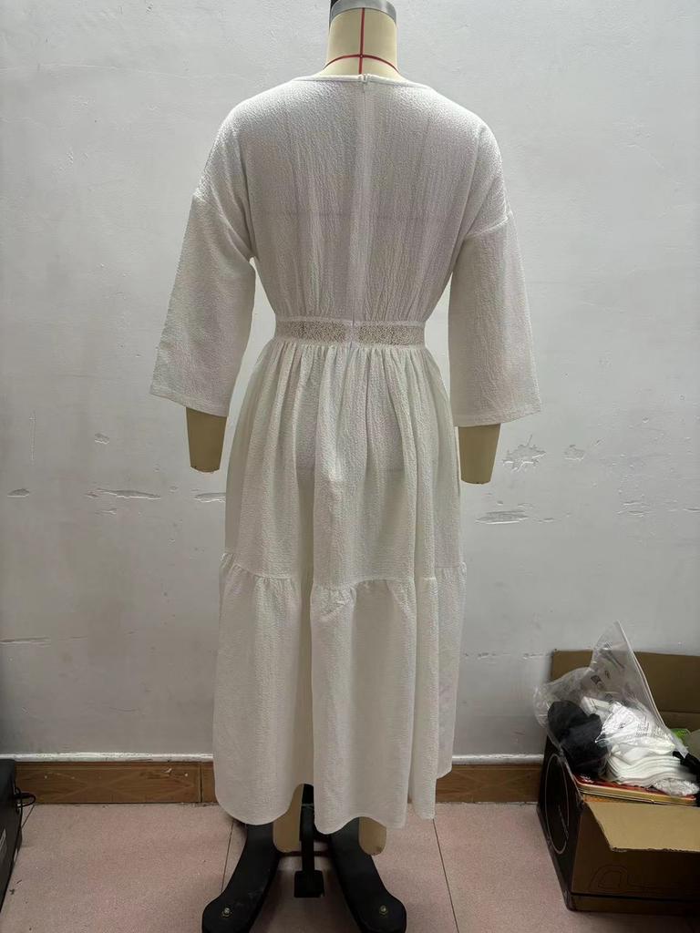 Patchwork Beach Vacation Hollow Out Dress