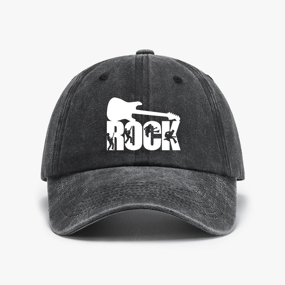 European Unisex ROCK Letter Baseball Cap Vintage Washed Distressed Denim Dad Hat Unisex Women Caps Outdoor Sun Hat Snapback Hats Adjustable