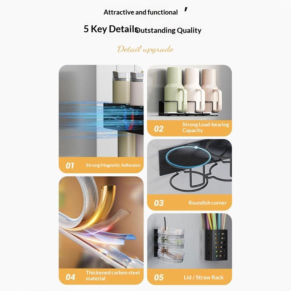3Pcs/Set Kitchen Magnetic Fridge Mount Carbon Steel Storage Rack for Stanley Cup and Lid Holder