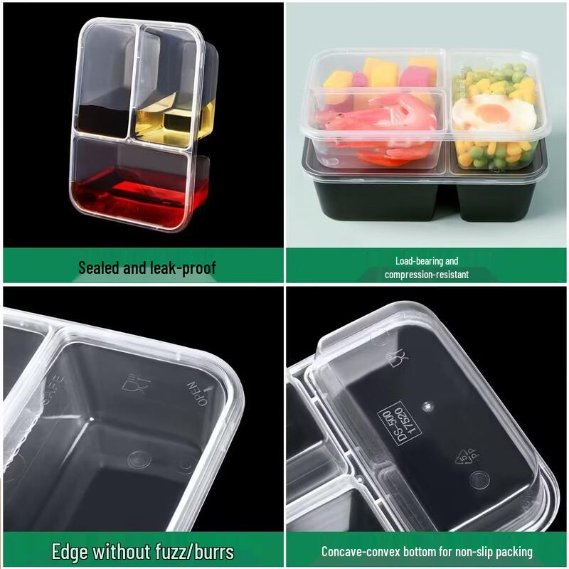 Deshangyuan Thickened 3-Compartment Disposable Takeaway Meal Boxes