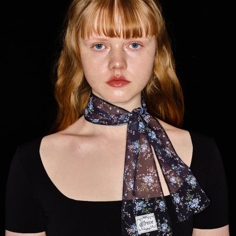 Eireve FLORAL PETITE CHIFFON SCARF (BLACK)