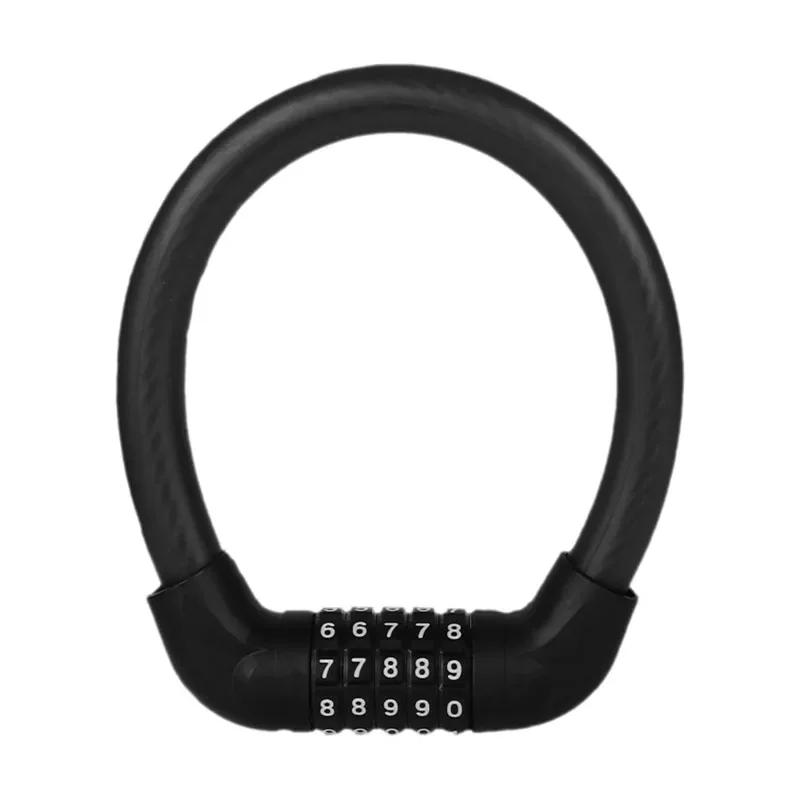 Portable Anti-Theft Cable Lock for Bicycles with 5-Digit Password Silicone Wrapped Anti-Rust Alloy Bold Design for Security