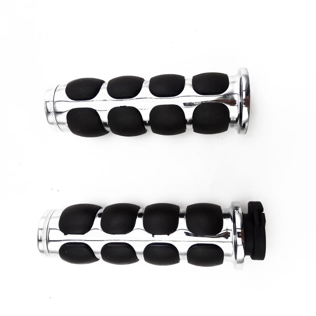 TASWK Motorcycle Chrome Rubber Handle Grip 1inch/25mm Handlebar Grip Fits