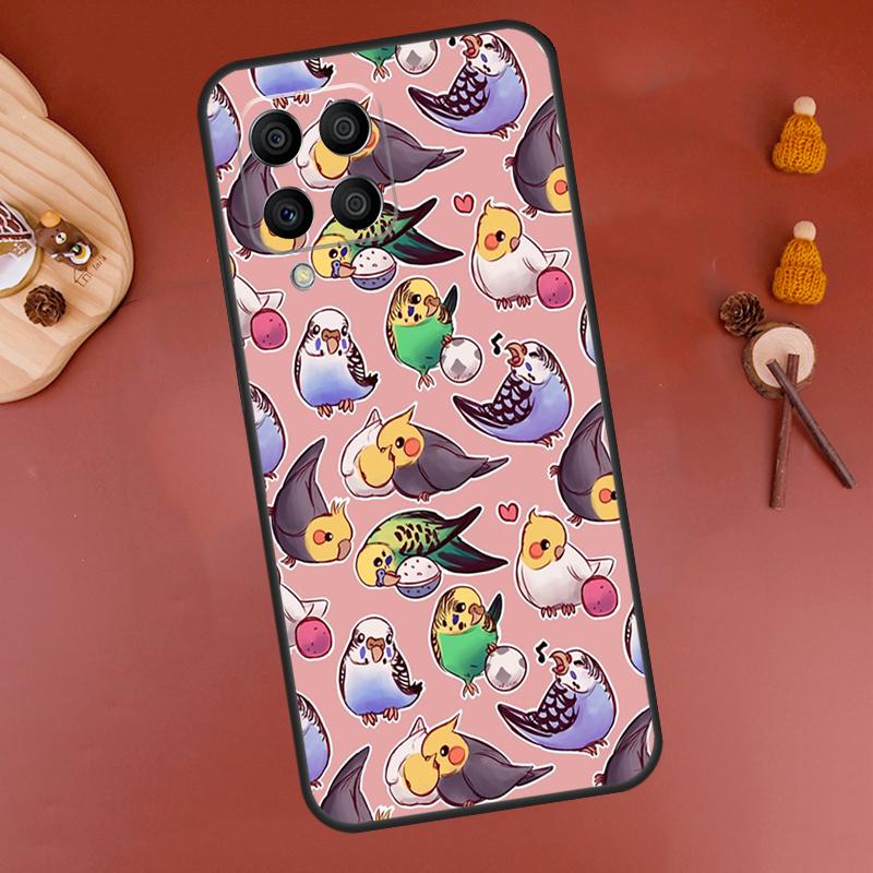 Cartoon Cockatiel Collage Case For Samsung Galaxy M33 M21 M31 M16 M36 M56 M53 M13 M12 M32 M52 M15 M55 M14 M35 M34 M54