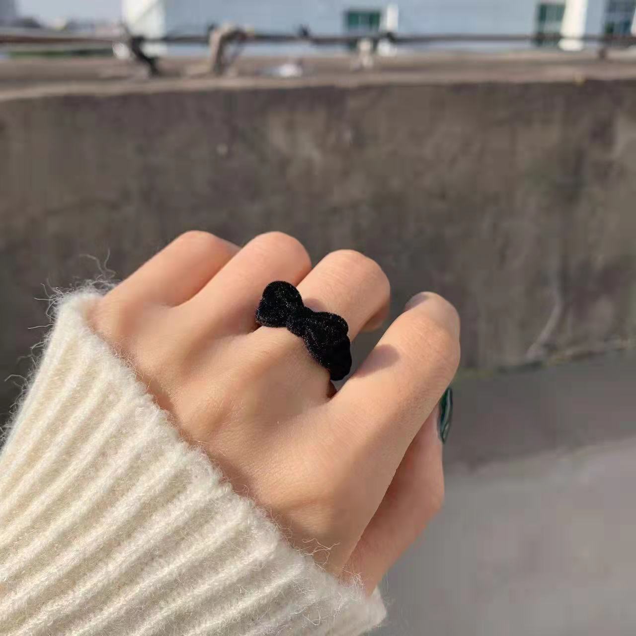 

Velvet Bowknot Ring for Women Girls Blue Red Bow-knot Cute Rings Gift for Girlfriend Lover Korean Fashion Wedding Jewelry