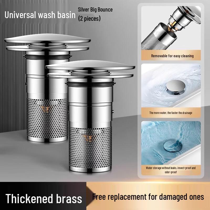 Xihe Stainless Steel Pop-Up Sink Drain Filter (2-Pack)