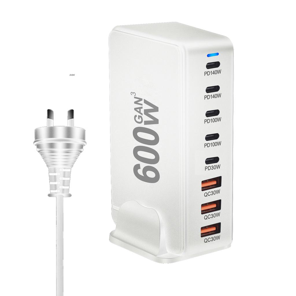 600W GaN 8-Port Ladegerät Typ C PD3.1 Adapter Schnellladestation für iPhone 16 15 Samsung Xiaomi Huawei Tablet Dropshipping