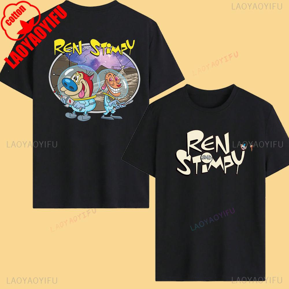 Vintage The Ren & Stimpy Cotton T-Shirt, 90s, Retro, Nickelodeon Comedy, Graphic T-Shirt, Funny Cartoon Unisex Streetwear, Women's and Men's Tops