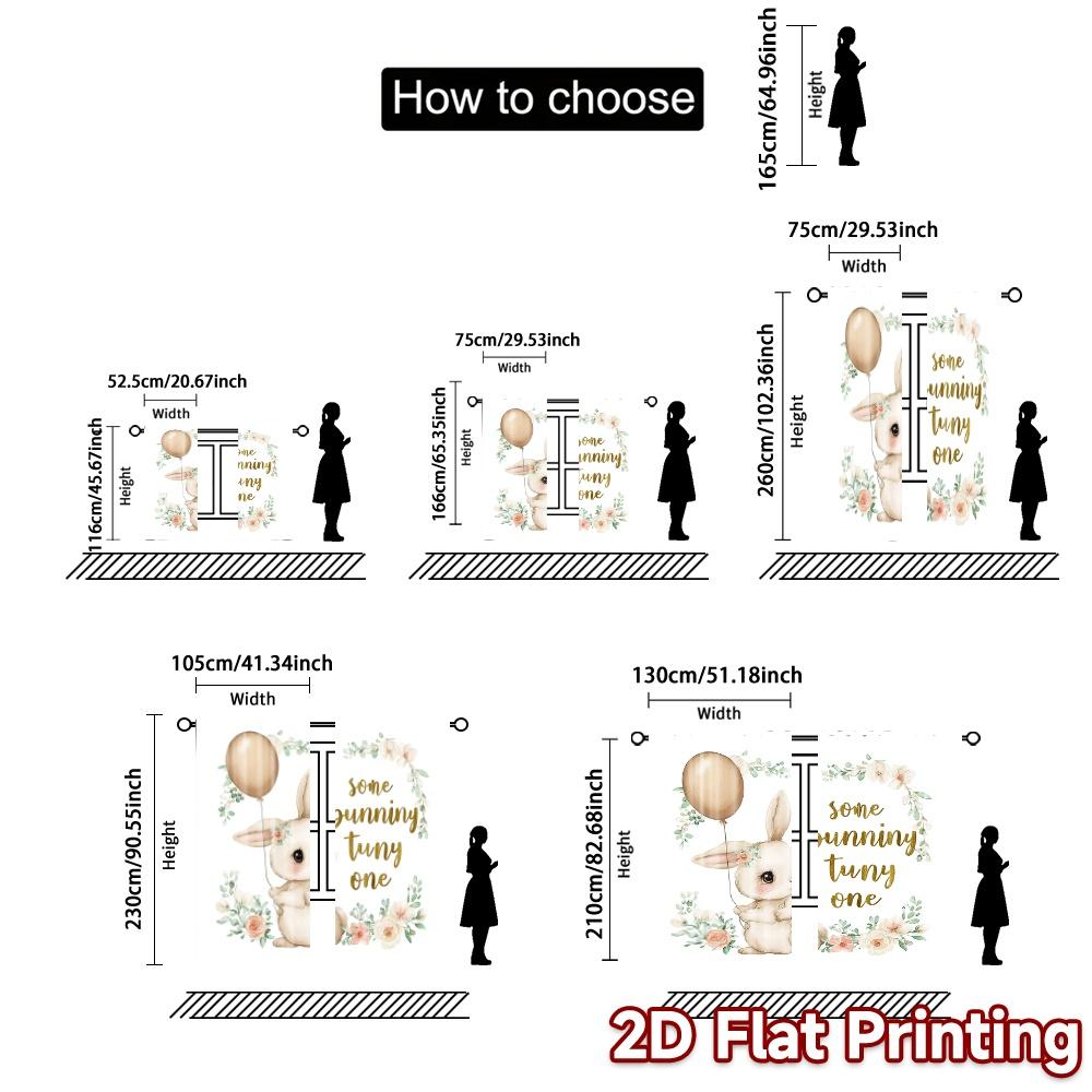 2pcs, 2D FLAT PRINTING Curtains (Without Rod) BunnyBirthdayOne Modern Print Curtains Durable Polyester Curtains Home Decor