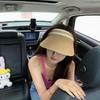 New Summer Raffia Straw Sun Protection Hat Open Top Straw Hat Striped Versatile Uv Protection Women'S Casual Baseball Cap