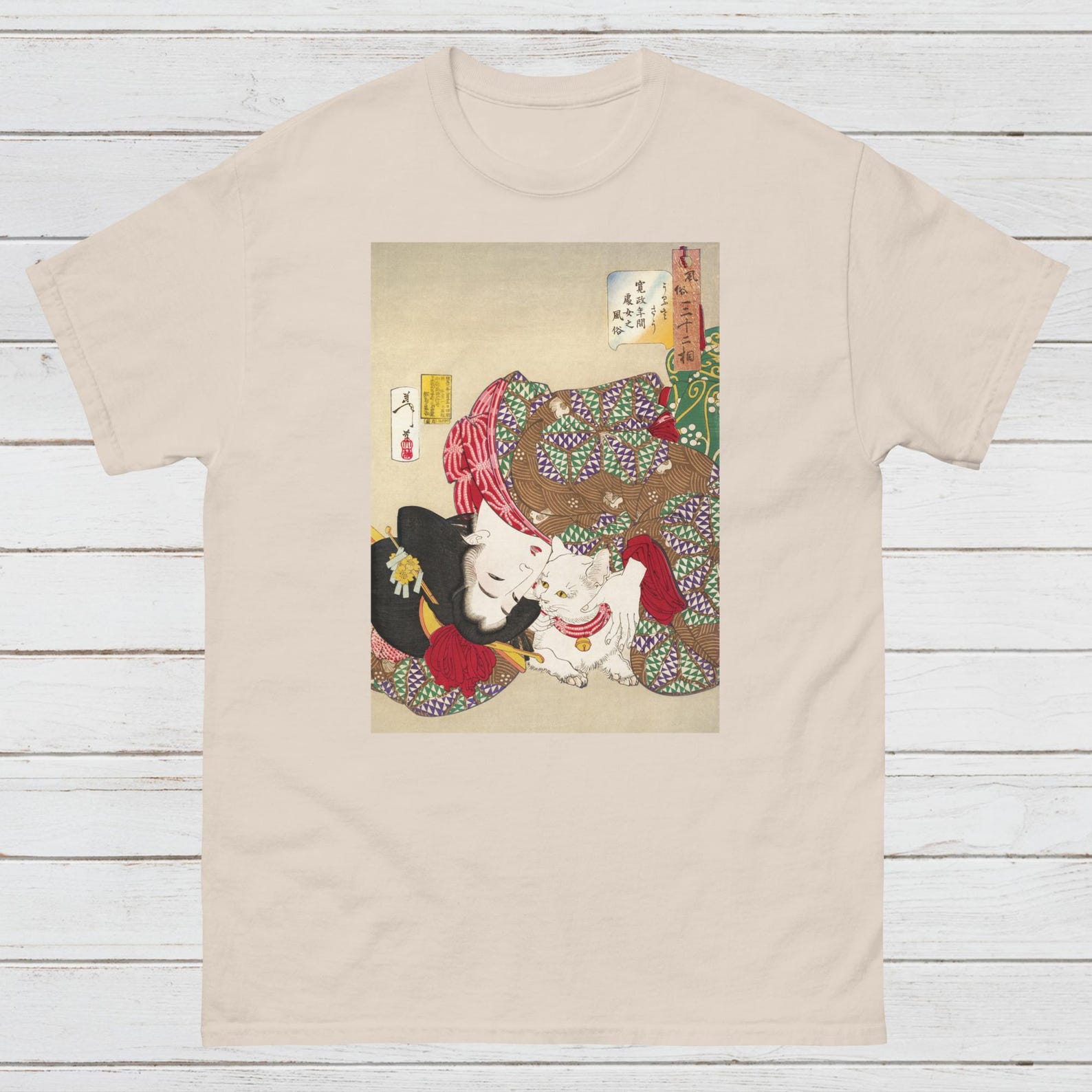 Ukiyo-e Cat T-Shirt: Yoshitoshi Woodblock Print, Japanese Art Tee L