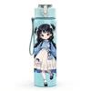 1PC Blue Dress Long Hair Girl Pattern 750ml Color Plastic Sports Water Bottle Leakproof Flip Straw Lid Suitable for Sports Office Home Use