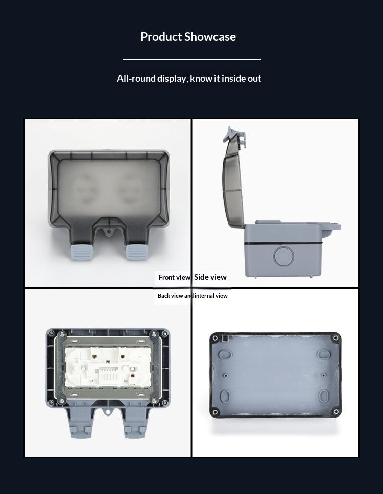 1116 Waterproof German Standard Socket IP66 1 Gang Switched Outlet 16A EU Outdoor Electrical Socket for Garden Workshop