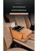 Nappa Leather Car Armrest Storage Pad with Double Cup Holders & Phone/Tissue Slots