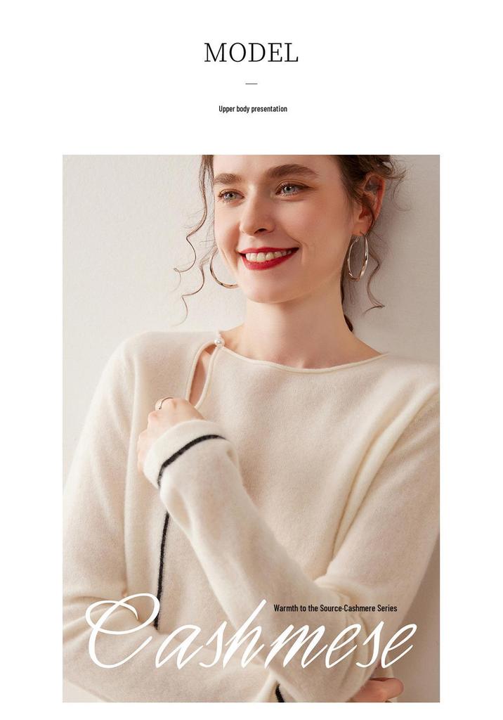 Korean Style Slimming Cashmere Women's Knit Sweater - Autumn/Winter Collection