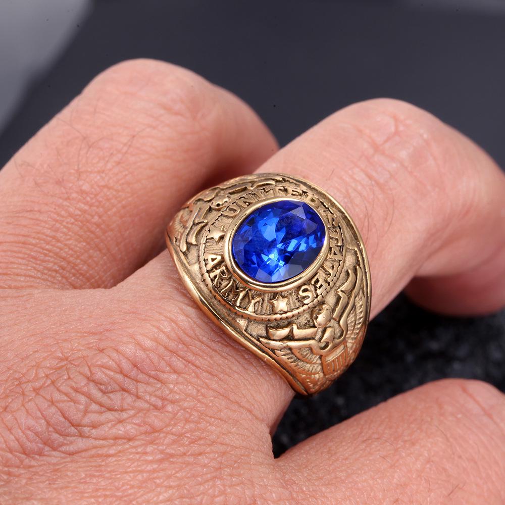 Retro Titanium Army Personalized Finger Ring