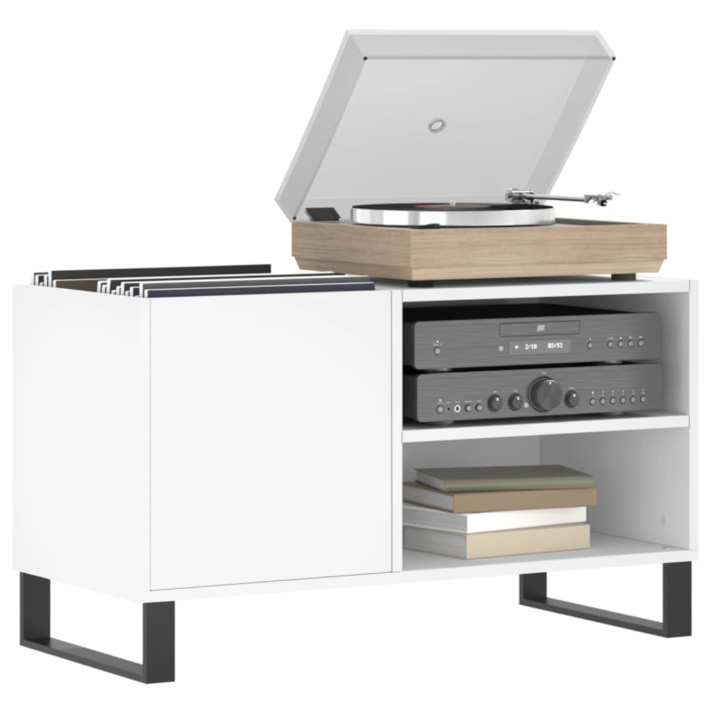 Record Cabinet White 85 x 38 x 48 cm Engineered Wood