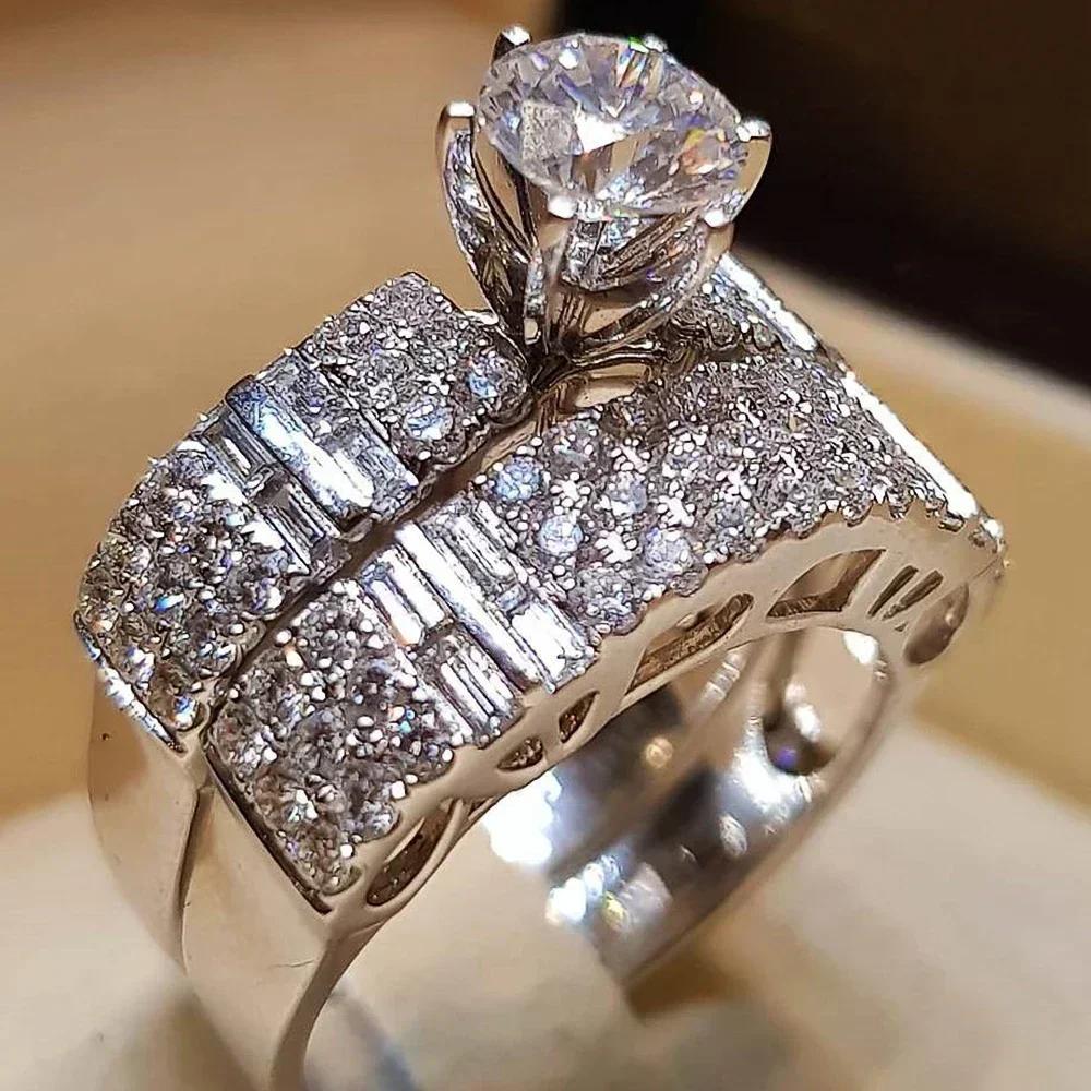 Fashion Geometric Design Women'S Ring Set - Modern Bride Wedding Engagement Jewelry Accessories For Wholesale
