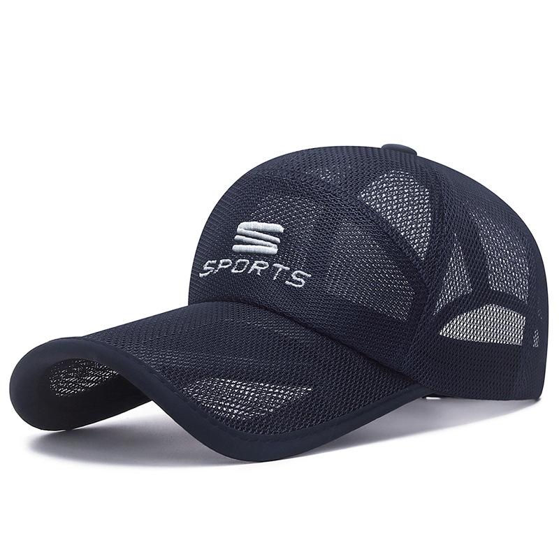 

Летняя мужская новая удлиненная сетчатая дышащая солнцезащитная бейсболка с полыми полями для отдыха на природе adjusable тёмно-синий