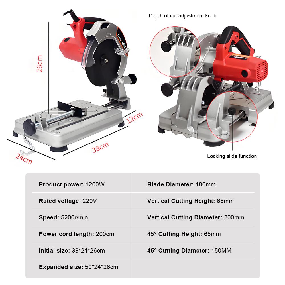 Multi-Purpose Portable Cutting Machine Saw 220V Desktop Small High Power Wood Metal Steel Aluminum Guideway Cutting Machine