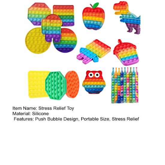 Rainbow Push Bubble Game Stress Anxiety Relief Bubble Popping Game Silicone Bubble Squeeze Sensory Fidget Toy Party Favors