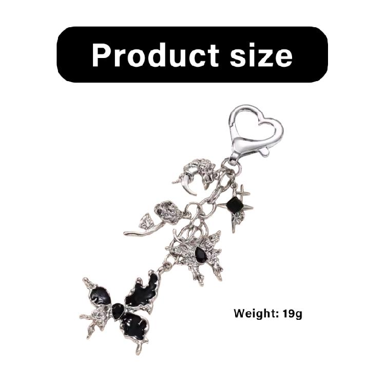 Contemporary Ribbon Keychain Minimalist Black Alloy Jewelry For Daily Use Stylish Women's Accessory Gift Set