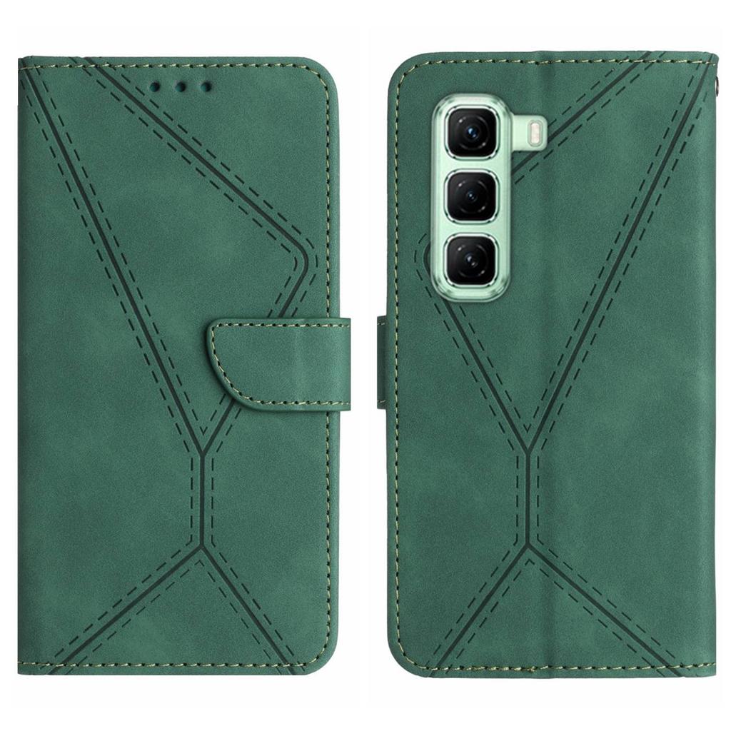 For Infinix Hot 50 4G Case Skin Touch Lines Imprinted PU Leather Flip Phone Cover